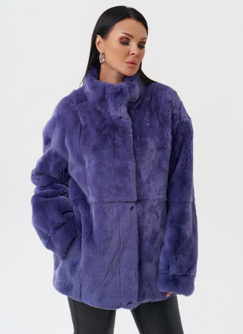 Яркая шуба из меха кролика