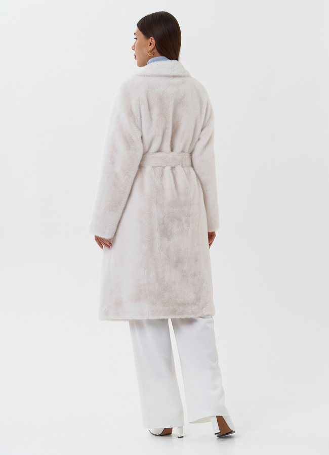 Женское пальто из эко меха с английским воротником модель № 27688 универмаг малина