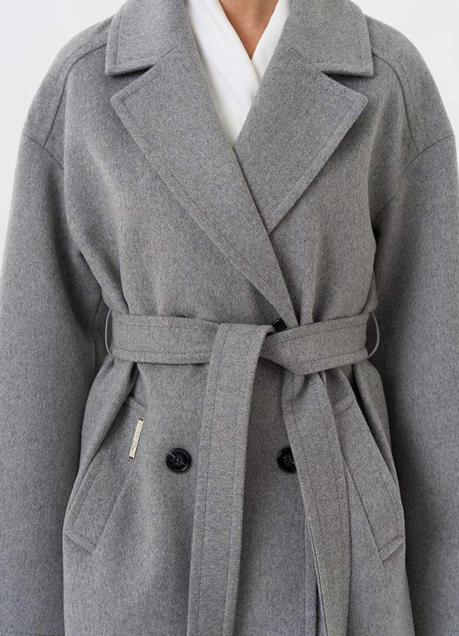 Женское укороченное пальто в сером цвете модель № 32515 универмаг малина