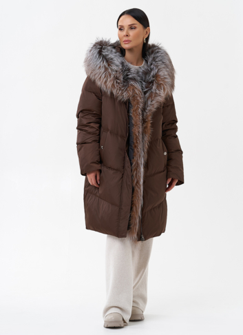 Пуховик с отделкой из меха блюфрост