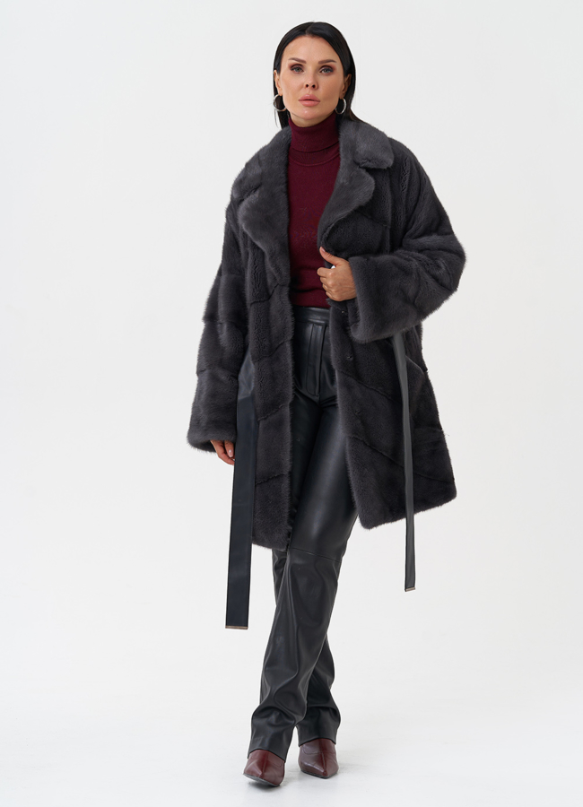 Норковая шуба с английским воротником модель № 28121 универмаг малина