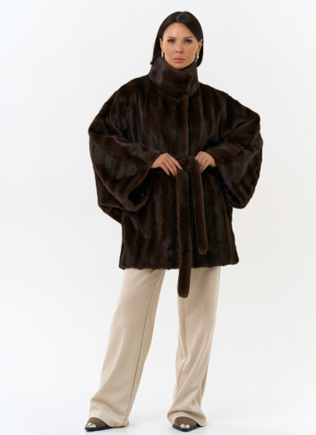 Женская шуба из эко меха с воротником стойкой