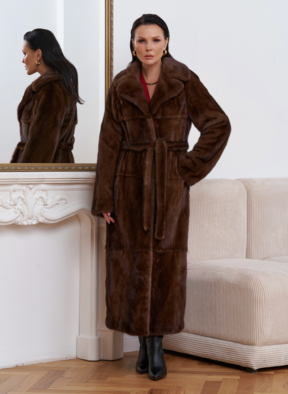 Длинная шуба из меха скандинавской норки