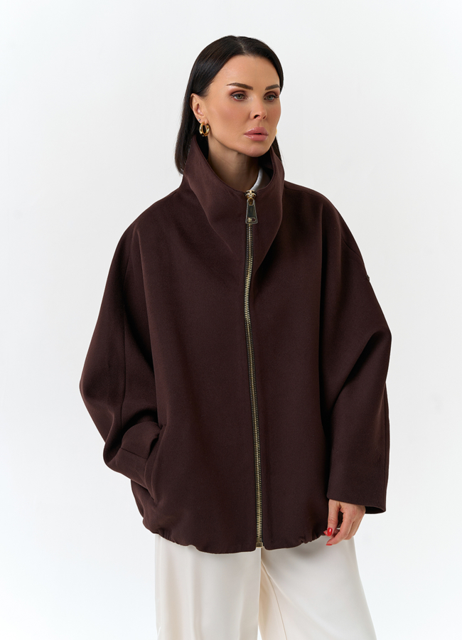 Женское укороченное пальто с высоким воротником модель № 32557 универмаг малина