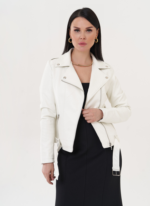 Куртка из эко кожи белого цвета