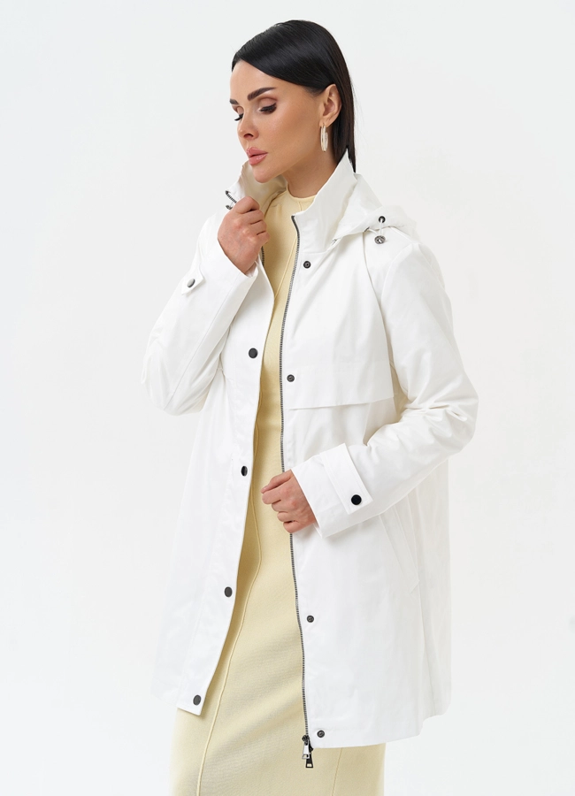 Плащ женский белого цвета модель № 30085 универмаг малина