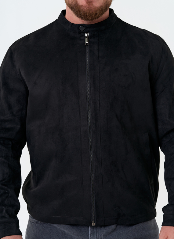 Мужская куртка из эко замши черного цвета