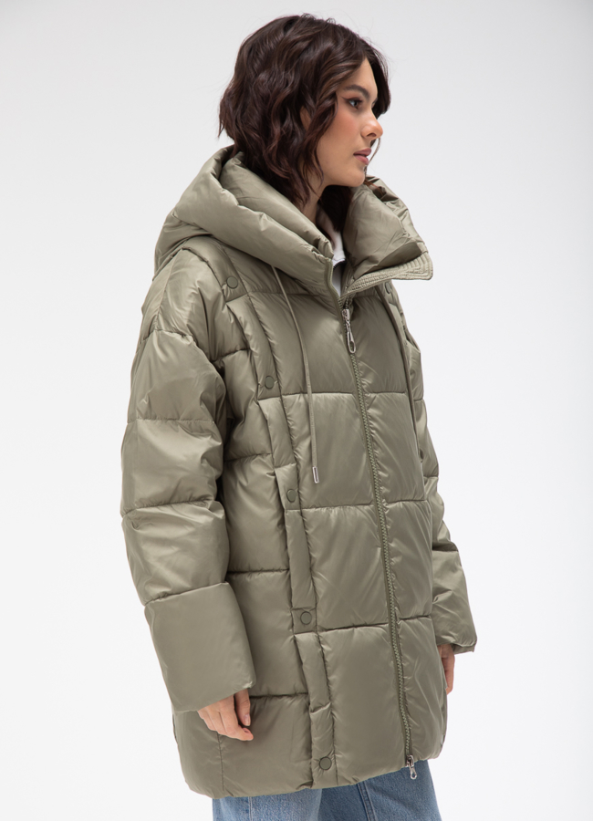Женский пуховик с капюшоном  модель № 28007 в кредит