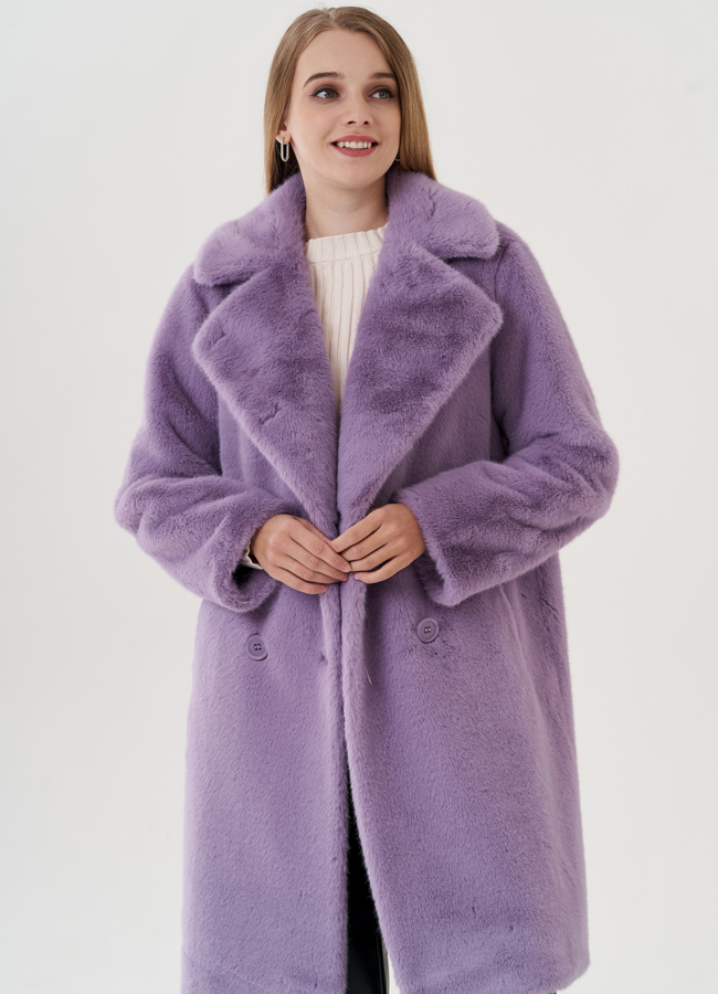 Женское пальто из эко меха на пуговицах модель № 25741 универмаг малина