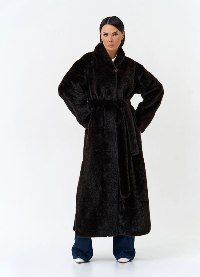 Длинная шуба из эко меха модель № 33880 в кредит фото
