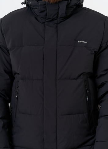 Мужской пуховик черного цвета с капюшоном