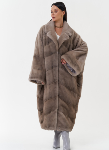 Норковая шуба оверсайз с английским воротником