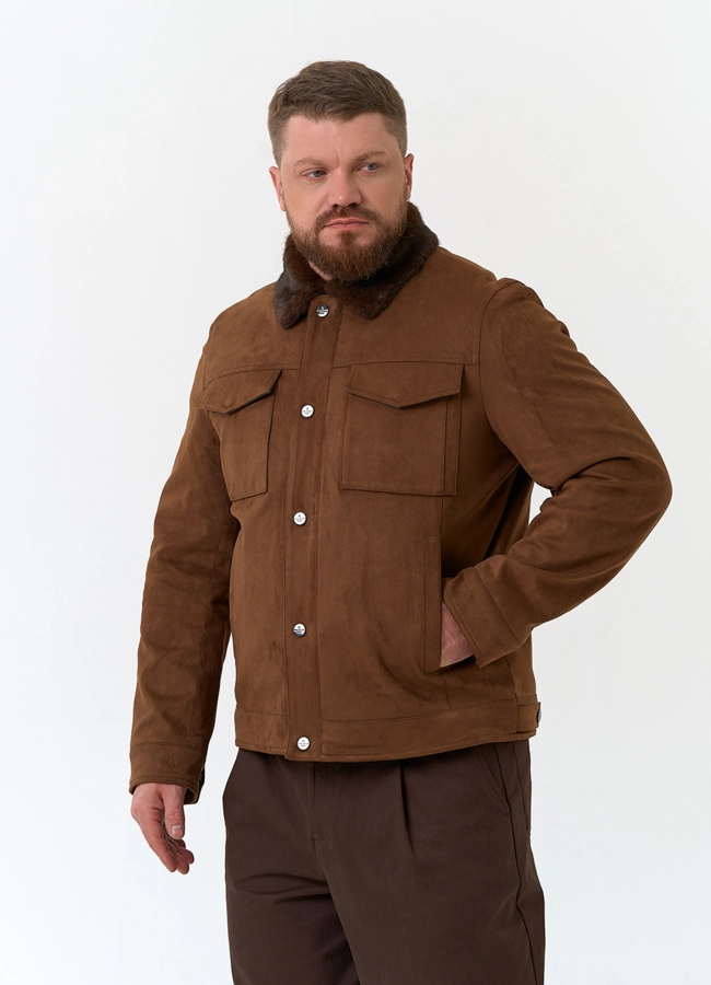 Мужская утепленная куртка из эко замши модель № 34093 универмаг малина фото