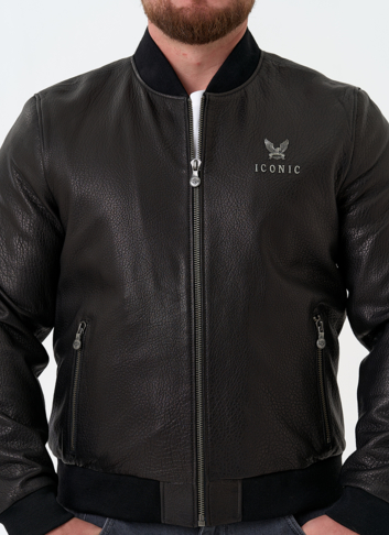 Мужская куртка бомбер из натуральной кожи