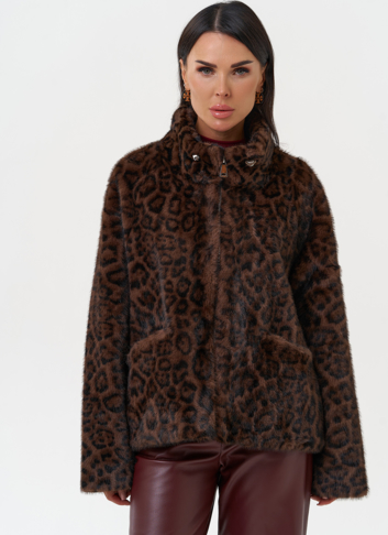 Женская куртка из эко меха с воротником 