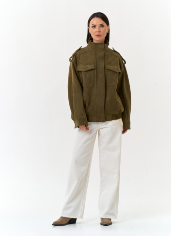 Женская куртка бомбер из эко замши