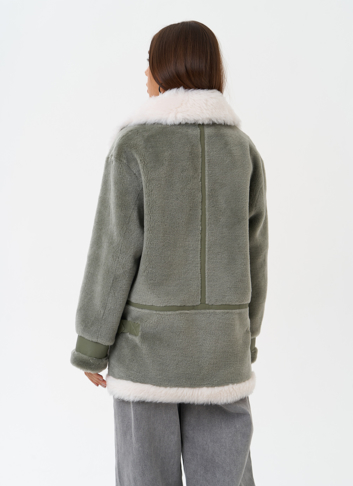 Эко дубленка с английским воротником