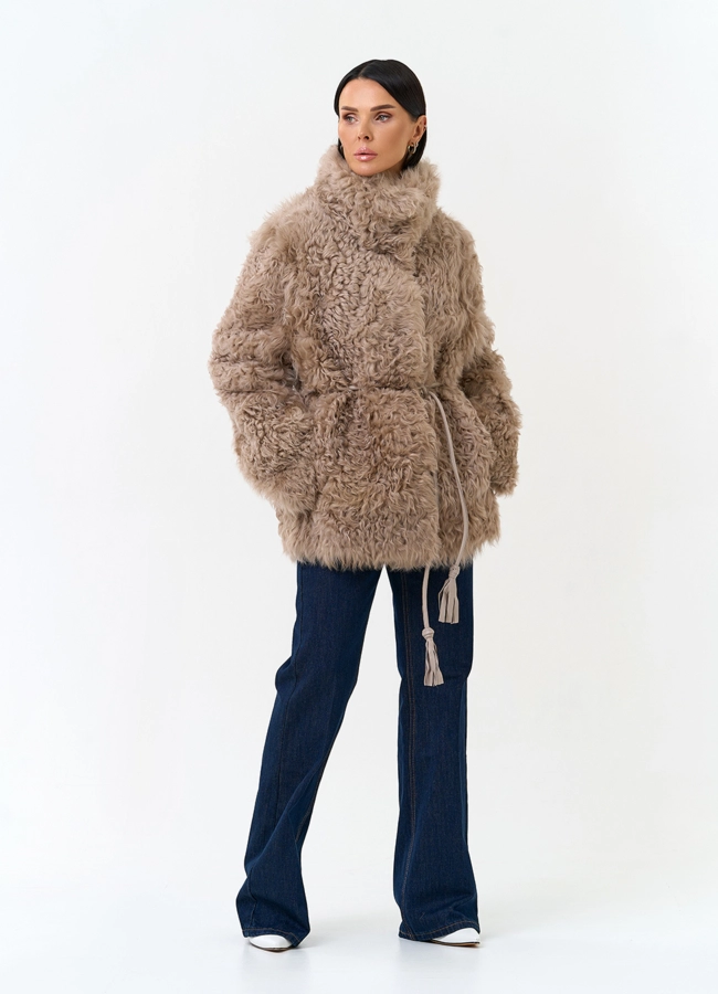 Женская дубленка двухсторонняя с воротником стойкой модель № 34174 универмаг малина фото