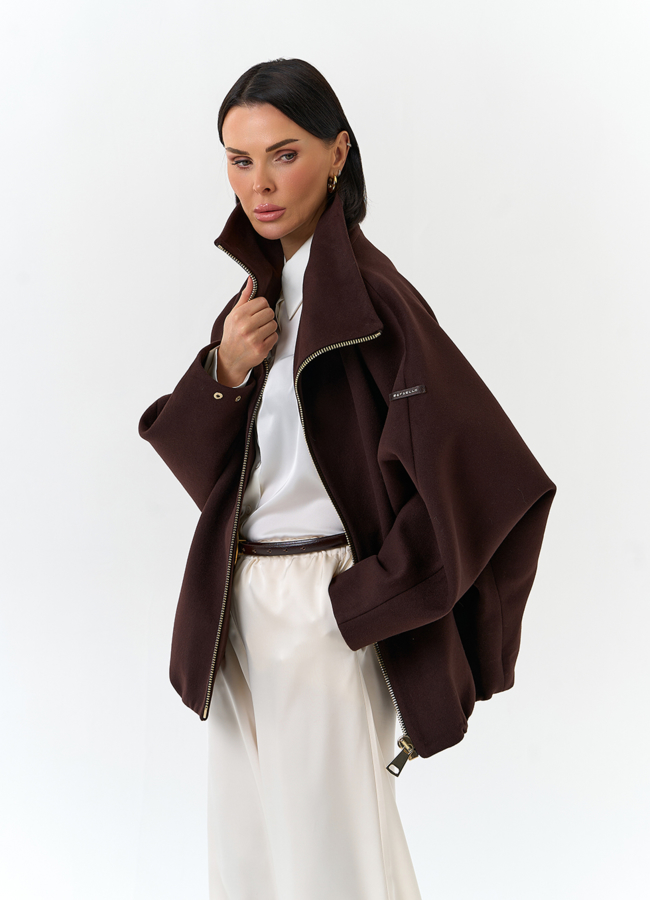 Женское укороченное пальто с высоким воротником модель № 32557 универмаг малина