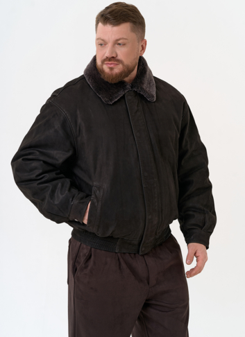 Куртка пилот из натуральной кожи с отделкой из овчины