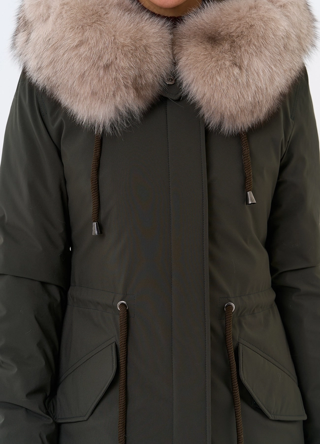 Женская парка с капюшоном из меха песца модель № 31990 универмаг малина фото