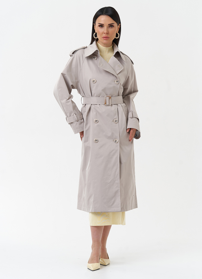 Женский плащ с английским воротником модель № 30266 меха малина