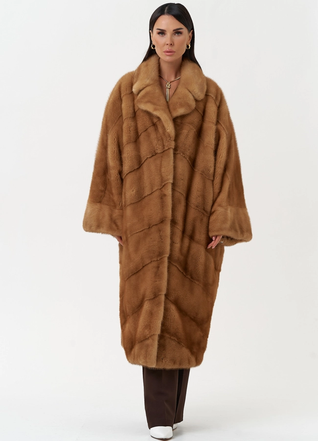 Женская шуба из меха норки с английским воротником модель № 31861 универмаг малина