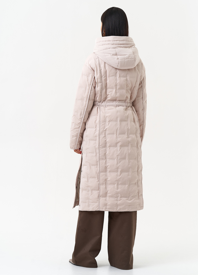 фото Женское утепленное пальто с капюшоном модель № 29942