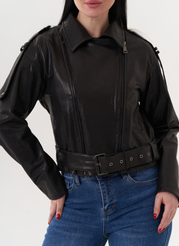 Куртка "косуха" из натуральной кожи с ремнем