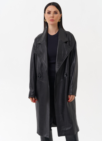 Плащ женский длинный из натуральной кожи