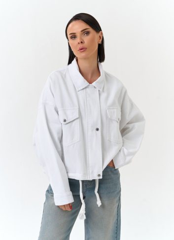 Женская объемная джинсовая куртка 