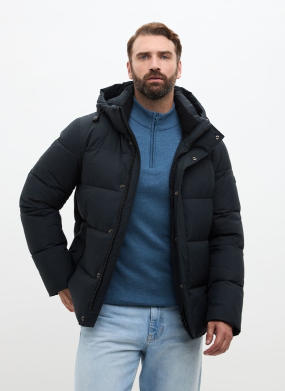 Мужской пуховик с капюшоном больших размеров