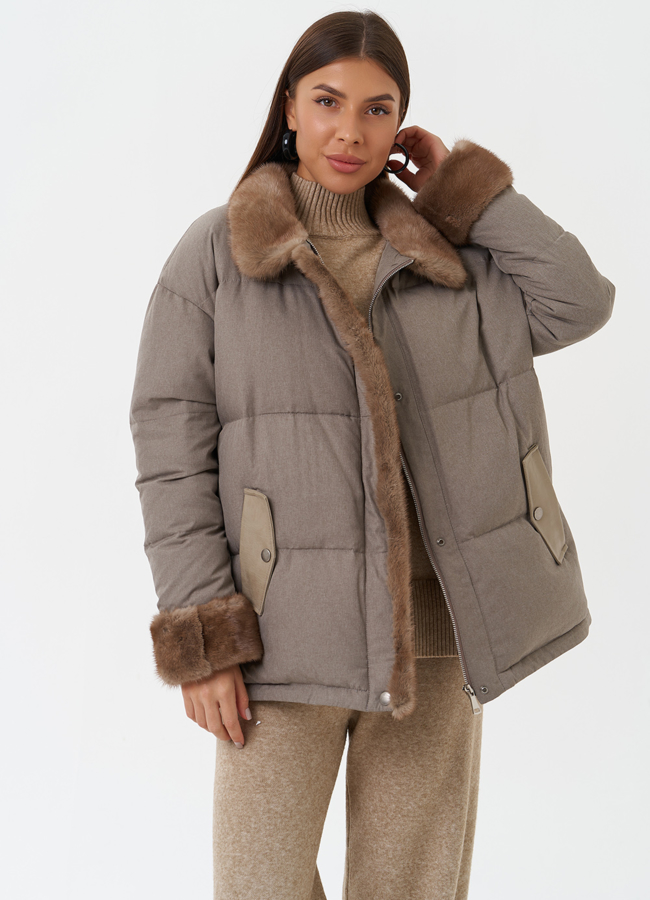 Куртка с отделкой из меха норки модель № 28833 универмаг малина