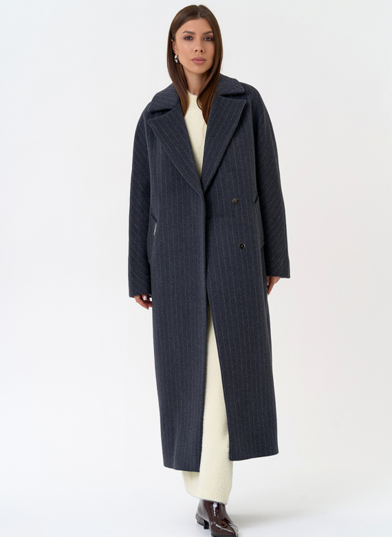 Женское длинное пальто с поясом