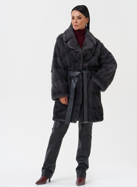 Норковая шуба с английским воротником