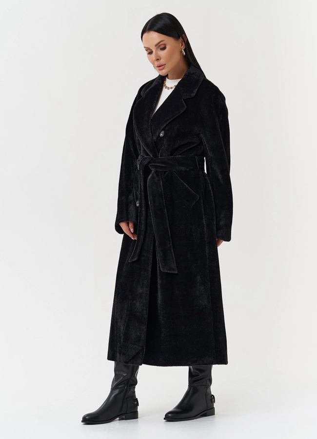 Утепленное пальто из эко меха модель № 28104 в рассрочку